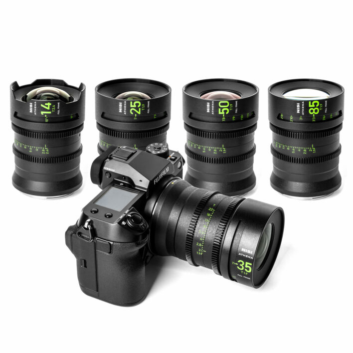 NiSi ATHENA PRIME Full Frame Cinema Lens Kit with 5 Lenses 14mm T2.4, 25mm T1.9, 35mm T1.9, 50mm T1.9, 85mm T1.9 + Hard Case (G Mount | No Drop In Filter) G Mount | NiSi Optics USA | 2