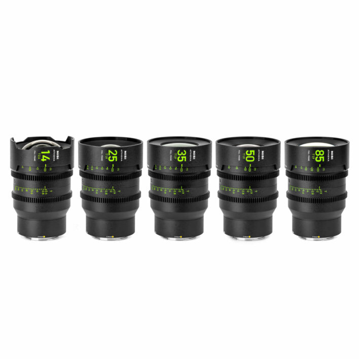 NiSi ATHENA PRIME Full Frame Cinema Lens Kit with 5 Lenses 14mm T2.4, 25mm T1.9, 35mm T1.9, 50mm T1.9, 85mm T1.9 + Hard Case (E Mount | No Drop In Filter) E Mount | NiSi Optics USA | 2