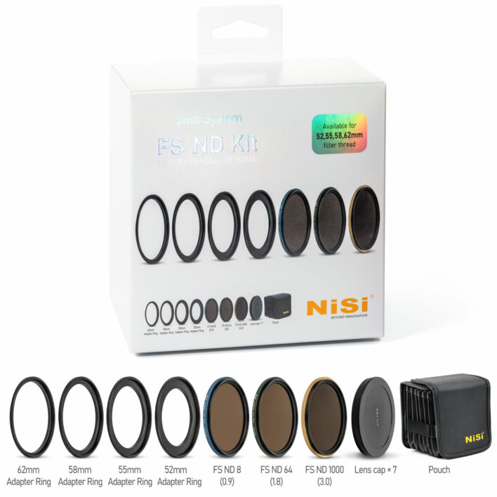 NiSi SWIFT FS ND Filter Kit with ND8 (3 Stop), ND64 (6 Stop) and ND1000 (10 Stop) for 52mm | 55mm | 58mm | 62mm Filter Threads + Case NiSi Circular Filter | NiSi Optics USA |