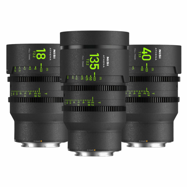 NiSi ATHENA PRIME Full Frame Cinema Lens ADD-ON Kit with 3 Lenses 18mm T2.2, 40mm T1.9, 135mm T2.2 + Hard Case (E Mount | No Drop In Filter) Add-On Kit (3 Lenses) | NiSi Optics USA |