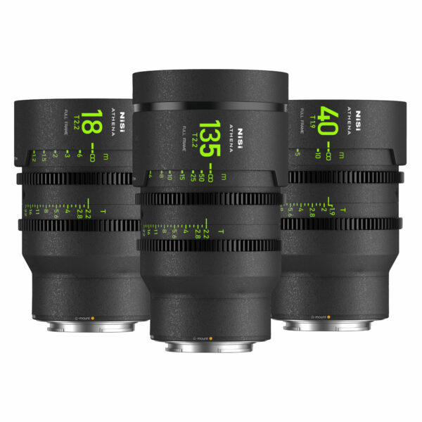 NiSi ATHENA PRIME Full Frame Cinema Lens ADD-ON Kit with 3 Lenses 18mm T2.2 , 40mm T1.9, 135 T2.2 + Hard Case (G Mount | No Drop In Filter) Add-On Kit (3 Lenses) | NiSi Optics USA |