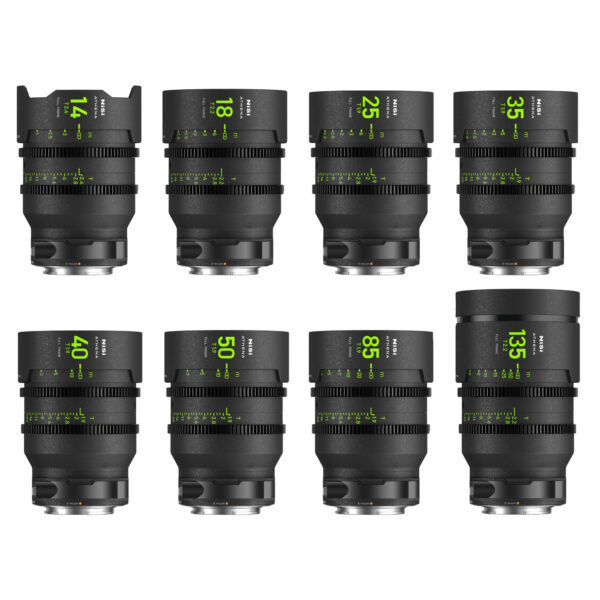 NiSi ATHENA PRIME Full Frame Cinema Lens MASTER Kit with 8 Lenses 14mm T2.4, 18mm T2.2, 25mm T1.9, 35mm T1.9, 40mm T1.9, 50mm T1.9, 85mm T1.9, 135mm T2.2 + Hard Case (E Mount) E Mount | NiSi Optics USA |