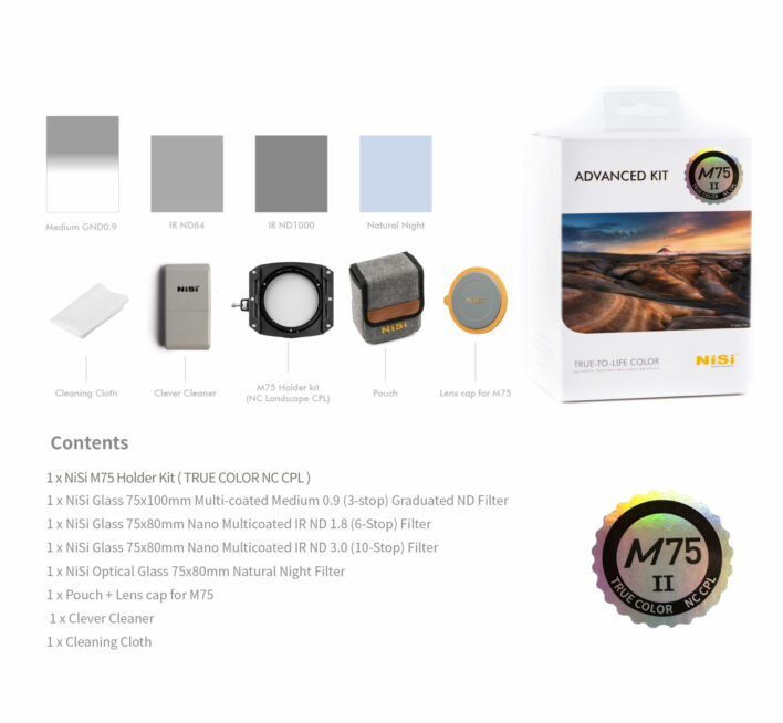 NiSi M75-II 75mm Advanced Kit with True Color NC CPL NiSi 75mm Square Filter System | NiSi Optics USA | 37