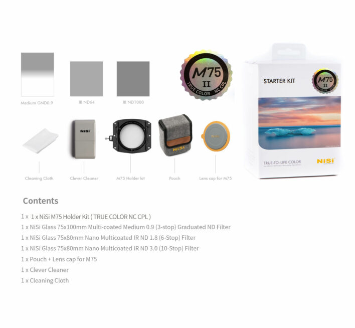 NiSi M75-II 75mm Starter Kit with True Color NC CPL NiSi 75mm Square Filter System | NiSi Optics USA | 36