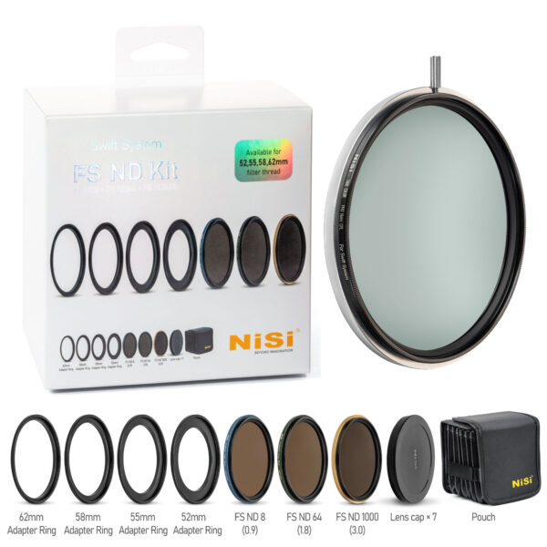 NiSi SWIFT FS ND Filter Kit with ND8 (3 Stop), ND64 (6 Stop) and ND1000 (10 Stop) for 52mm | 55mm | 58mm | 62mm Filter Threads + Case + NiSi SWIFT True Color CPL 62mm Bundle | NiSi Optics USA | NiSi SWIFT FS ND Filter Kit with ND8 (3 Stop), ND64 (6 Stop) and ND1000 (10 Stop) for 52mm | 55mm | 58mm | 62mm Filter Threads + Case + NiSi SWIFT True Color CPL 62mm Bundle NiSi Circular Filter | NiSi Optics USA |