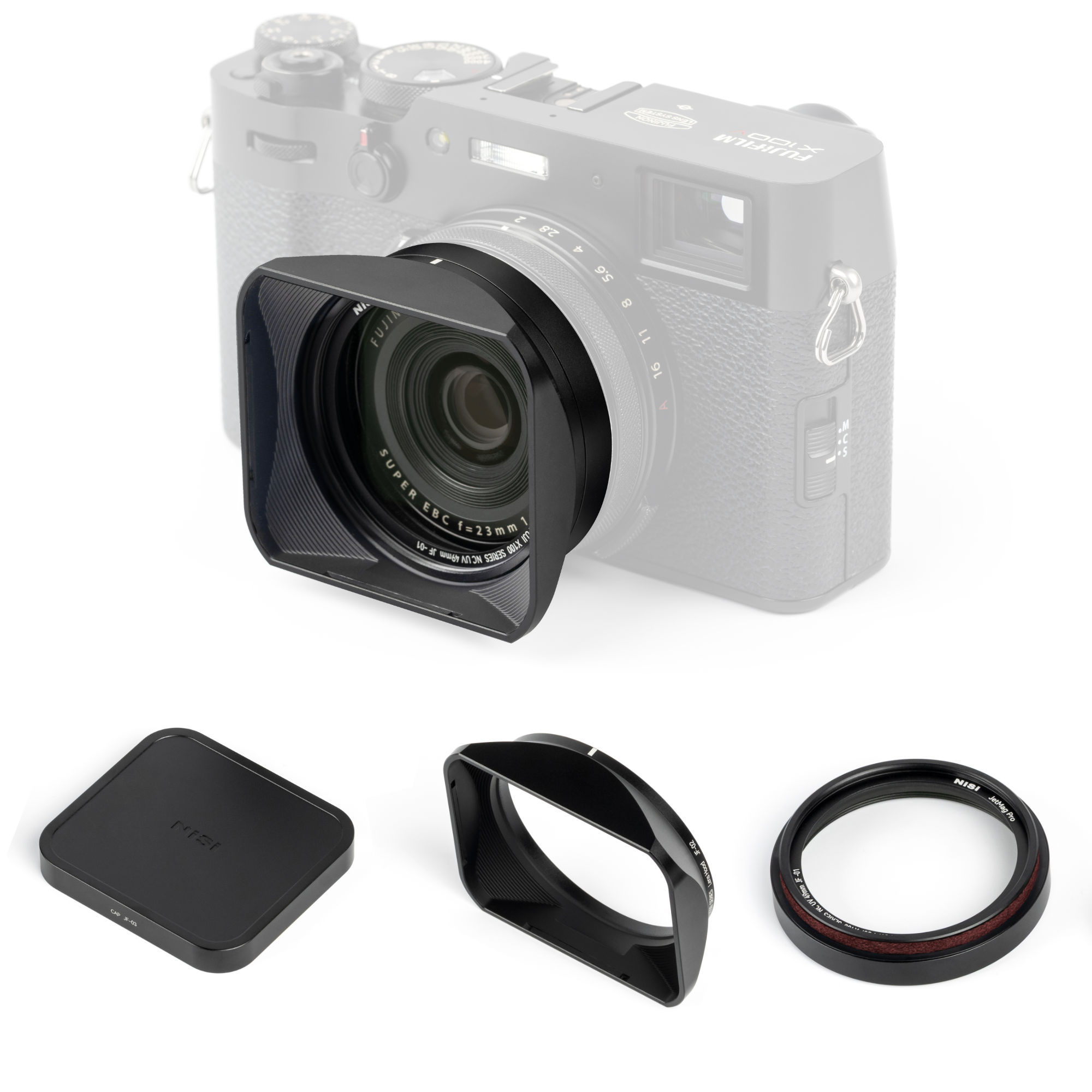 NiSi JetMag Pro Lens Hood Kit for Fuji X100 Series (Black) - NC UV