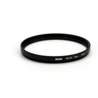 Low angle view of the NiSi 72mm NC UV for Hasselblad showing the slim brass frame