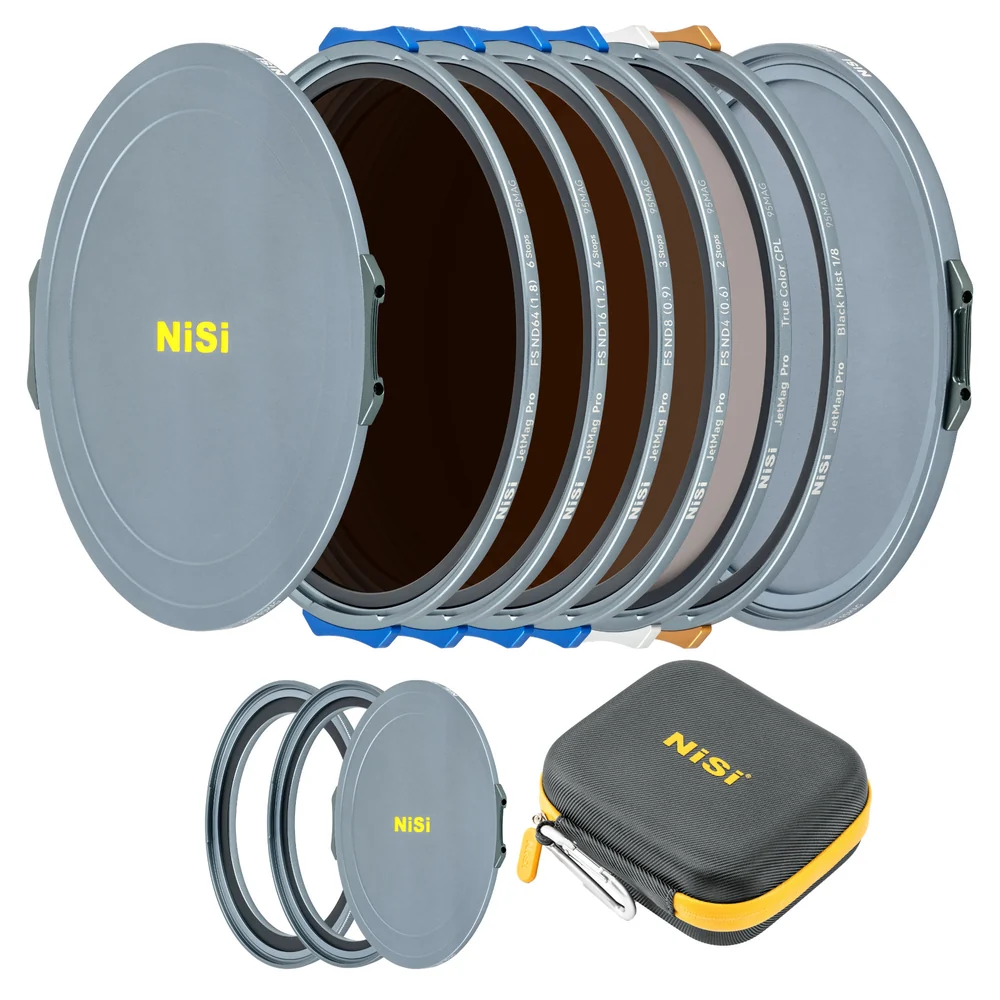 NiSi JetMag Pro Cinema Kit 95MAG with four ND filters, CPL, Black Mist, adaptor rings, caps and Caddy Pouch